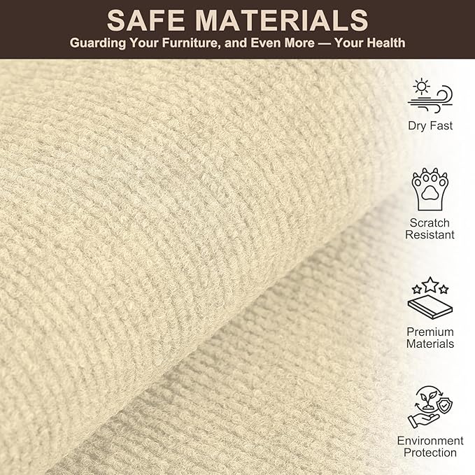 Cat Scratch Couch Furniture Protector, Self-Adhesive & Cuttable Furniture Scratch Protector Pad, Wear-Resistant Wall & Sofa Guard, Multi-Functional Cat Scratcher Khaki