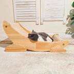 Sisal Cat Scratcher Bed Scratch Chair Aesthetic Cat Lounger Natural Wood Scratch Post Replaceable Sisal Mat with Catnip and Felt Pads,Medium Size(Cloud Edge)