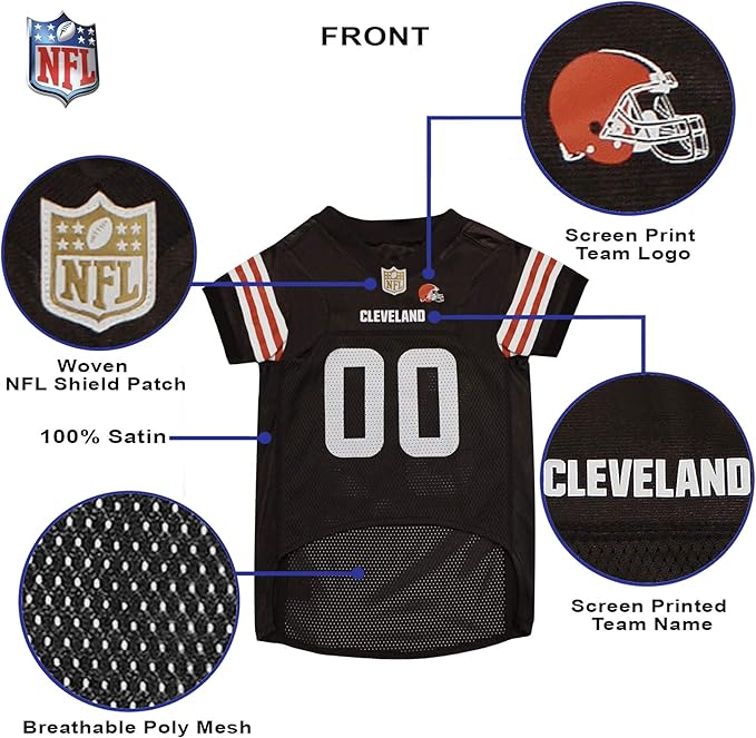 Pets First NFL Cleveland Browns Dog Jersey, Size X-Large, Football Shirt Costume for Pet, Dog Sports T-Shirt, NFL Team Clothing for Cats, Licensed Pet Apparel Available in 7 Sizes and 32 Teams