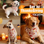 Dog Fall Bandanas - Colorful Autumn Leaves, Acorns & Berries Print, Thanksgiving Holiday Triangle Pet Scarf with Snap Button, Medium and Large Breed, 30-75lbs