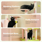PEQULTI 62" Cat Tree for Indoor Cats, Multi-Level Cat Tower with Cozy Cat Condo Clearance Prime, Pink