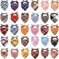 Segarty 30 Pack Dog Bandanas, 22.8"x15.7" Triangle Plaid Bibs Pet Scarf Accessories Bulk for Medium Small Dogs Cats Large Puppy Dogs, Adjustable Washable Reversible Boy Pets Birthday Kerchief