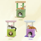 PEQULTI Cat Tree Flower Cat Tower for Indoor Cats with Private Cozy Cat Condo, Natural Sisal Scratching Posts and Plush Pom-pom for Small Cats, Pink
