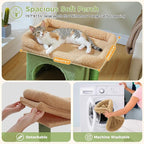 PAWZ Road Cat Tree for Indoor Cats, 26 Inches Cactus Cat Tower with Large Perch, Private Condo, Small Cat Condo with Spring Ball & 2 Scratching Posts for Cats