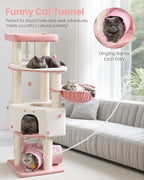 Heavy Duty Cat Tree for Large Cats Adult - 60 Inch XXL Sturdy Cat Tower Condo with Extra Wide Scratching Posts (φ4.4in) Big Cat House Hammock Perch - Indoor Wood Modern Multi Level Corner Cat Bed