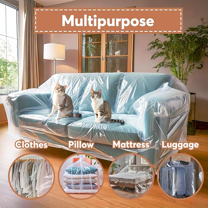 Besti Plastic Couch Cover for Pets - Clear Slipcovers for Big Sofas - Dust, Water, Dirt Furniture, Upholstery Protectors for Home, Living Room - Dog and Cat Scratch, 96x42x40