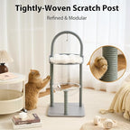 34" Modern Cat Tree Furniture, Minimalist Metal Frame Cat Tower with Wood Platforms, Washable Cushion & Scratching Post, Stylish Cat Condo for Indoor Cats, Dove Gray