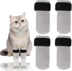 4Pcs Cat Boots, Cat Mittens to Prevent Scratching, Adjustable Mesh Cats Claw Protectors Non-Slip Breathablesuitable for Pet Bathing, Cutting Nails, Injecting(M,Gray)