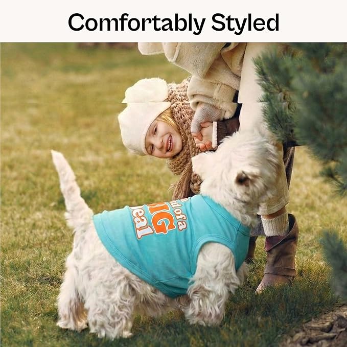 Parisian Pet Dog Shirt – 100% Cotton Shirts for Small Dogs – Sleeveless Big Deal Pet Vest – Lightweight and Breathable Dogs Apparel – Cute Summer Dog Clothes - Stretchy T Shirts for Pets