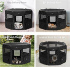PETSFIT 45.5" Dog Playpen with Dual Zipper Doors –Sturdy Foldable Pet Playpen for Large & Medium Dogs with Removable Mesh Top and Leakproof Bottom