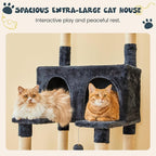MWPO 74.8 inches Large Cat Tree with Sisal-Covered Scratching Posts & Condo, Tall Cat Tower Entertainment Playground Furniture for Cats & Kittens - Multiple Colors-Smoky Gray