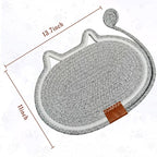 Cat Scratcher Mat Natural Cotton Rope Oval Horizontal Floor Cat Scratch Bed Pad with Ball Toy Protector for Furniture Floor Wall (Grey, 2 PC)