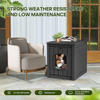 DRATO Outdoor Indoor Dog House,Resin Material Ventilate Waterproof Added to The Bottom,Multi-Functional Pet House for Small to Medium Dog(Black, Medium)