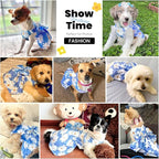 Cute Dog Dress Small Dog Clothes For Girls Female Puppy Outfits Blue Daisy Pet Summer Clothes Bowknot Doggy Cat Princess Dress Harness Set for Holiday Birthday Party Costume Clothing (Blue,XXL)