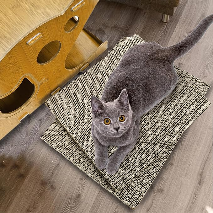 Cat Scratcher House, 2 in 1 Cat Cardboard House with 2 Scratching Pads, Sturdy Cat House Lounge for Indoor Cats to Rest and Hide, Maximum Load Capacity 66 Lbs
