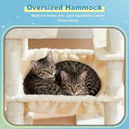 Hey-brother Cat Tree Tower, Scratching Posts with Big Platform, 2 Condos, Spacious Hammock, Cozy Basket, Sisal Board for Indoor Large Adults, 50 Inches Progressive Climbing House, Beige MPJ071M