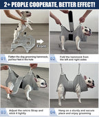 Dog Grooming Hammock Harness, M-Large Dog Hammock for Nail Trim, Gray Dog Restraint for Nail Clipping,Dog Grooming Sling Thick Neck Support