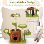 PETSITE Forest-Themed Cute Cat Tree, 36 Inches Tall with Sisal Scratching Posts and Board, Condo, Dangling Ball, and Spring Toy, Ideal for Indoor Small & Medium Cats (21.5 x 16 x 36 inches)