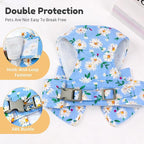 BAEJMJK Dog Harness and Leash Set with Bow Knot No Pull Pet Daisy Floral Harness with D-Ring Soft Mesh Dog Harness Vest Set Escape Proof Princess Puppy Harness for Small Girl Dogs Cats（Blue B S）