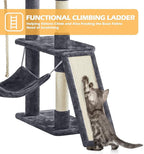 Topeakmart Cat Tree, 82.5in Climbing Tower with 2 Kitten-Ear-Style Top Perches, Hammock, Basket, Scratching Posts, Multilevel Pet Furniture Activity Center for Indoor Felines, Dark Gray
