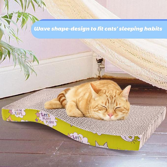 PrimePets Cat Scratchers Cardboard, Curved Shape Cat Scratch Pad, Cat Scratching, Corrugated Board Reversible with Catnip for Indoor Cats
