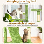 BestOffice 54 Inch Cat Tree, Multi-Level Cat Tower with Condo, Perches, Sisal Scratching Posts, Climbing Ladder,Indoor Activity Center Play House for Kittens & Adult Cats,Green
