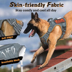 rabbitgoo Dog Harness Medium Sized No Pull, Tactical Service Pet Vest with Molle and Control Handle, Adjustable and Reflective Military Harness for Easy Walking and Training, Grey, M