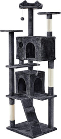 Topeakmart Cat Tree, 80-Inch Cat Tower for Indoor Cats, Cat Condo with Scratching Posts, Padded Perches and Ladder, Cat Stand House Furniture, Black