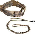 FDC Dog Tactical Collar with Leash Bungee Handle Heavy Duty Training Military Army Molle Width 1.5in Plastic Buckle TAG Hole Medium Large M, L, XL, XXL (M: Neck 12" - 14", Digital Camo)