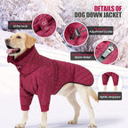 Warm Coat With Double Zipper, Winter Clothes for Small Medium Large Dogs, Turtleneck Puffer Jacket, Two Legs Cold Weather Coats, Wind & Waterproof Winter Jacket
