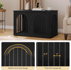 39.4" Wooden Dog Crate Furniture, Indoor Dog Kennel Dogs Cage for Small/Medium/Large Dogs, Heavy Duty Dog Crates Decorative Pet House End Side Table TV Stand, Black DFC84104B