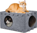 Cat Bed for Indoor Cats, Cat House for Large & Multiple Cats, Foldable Cat Bed Cave, Peekaboo Cat Hideaway, 23.6x15.8x11.8 inch, Medium Gray