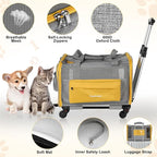 Pawinner Pet Carrier with Wheels, 17.7" x 13" x 13" Airline Approved Cat Carrier for Pets up to 20lbs, Newly Designed Rolling Travel Bag with Telescopic Handle, for Small Dogs and All-Breed Cats