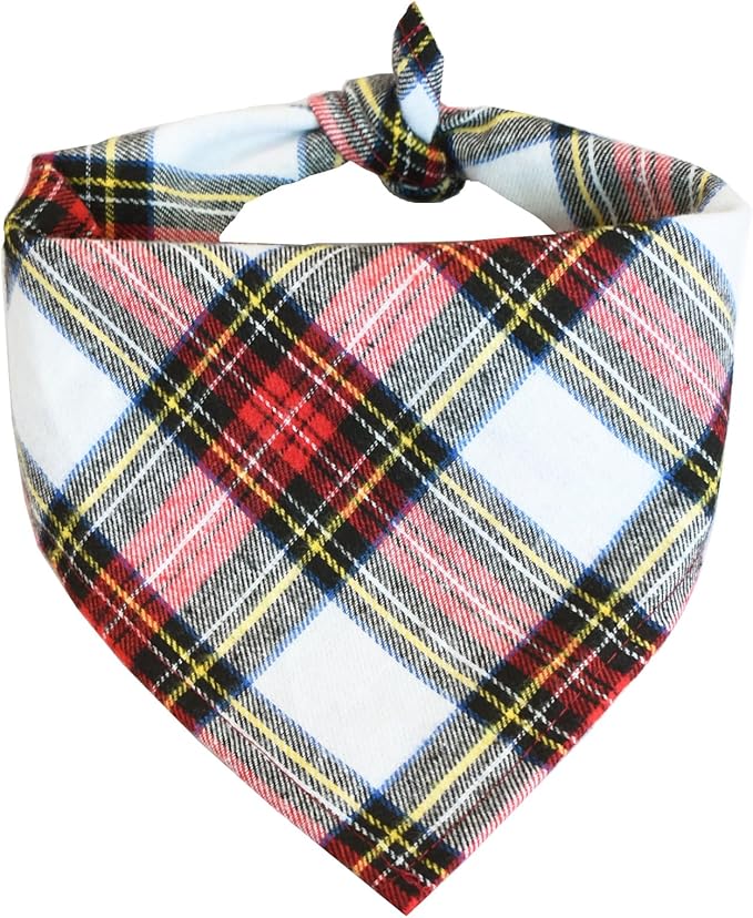 Bubblepup Christmas Dog Bandanas, Plaid Reversible Triangle Bibs Scarf Accessories for Dogs Pets