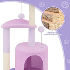 Magshion Flower Cat Tree for Indoor Cats, 33" Cute Cat Tower with Scratching Post, Condo, Top Flower Perch and Dangling Balls, Compact Cat Stand for Kittens, Purple