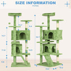 FDW | 54" Cat Tree Tower | Green | Multi-Level Indoor Activity Center with Sisal Scratching Posts, Condos, Plush Perches, Hanging Cat Toys | Sturdy, Easy to Assemble | for Kittens & Adult Cats