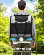 Pecute Cat Backpack with Widened Interior Space, Upgraded Dog Backpack Carrier with Various Ways to Carry, Pet Backpack with Breathable Mesh, Pet Travel Carrier with Soft Padded, Reinforced Support