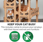 Furhaven Cardboard Cat House Tower Playground, Multi-Level Cat Tree Hideout Scratcher with Catnip