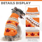 KOOLTAIL Cable Knit Dog Sweater Turtleneck, Cold Weather Pullover Classic Knitwear, Thick Warm Winter Pet Clothes, Fall Maple Leaves Thanksgiving Dog Sweater for Small Medium Large Dogs Cats, Orange L