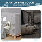 Cat Scratch Furniture Protector, Cat Scratching Mat, Trimmable Self-Adhesive Cats Claws Scratch Pads, DIY Carpet Mat Replacement for Cats Tree, Cats Wall Shelves (Transparent, 16x12in-30pcs)