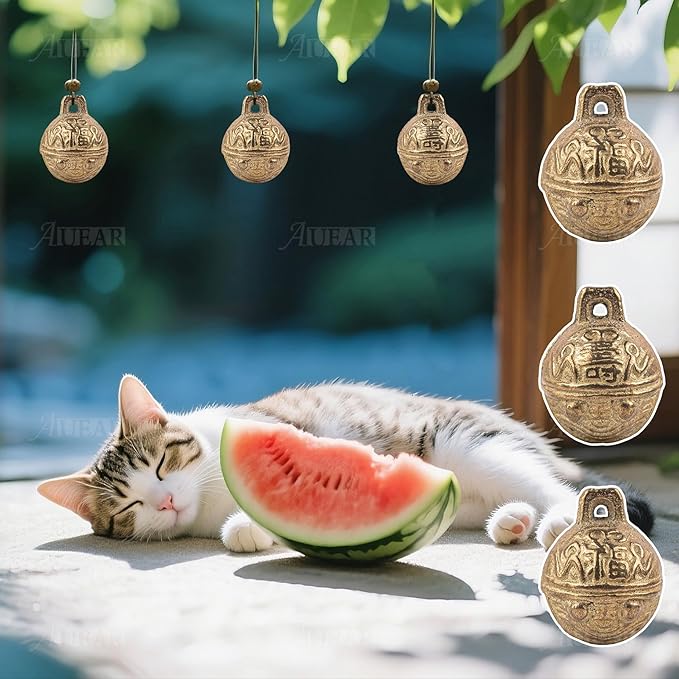 AUEAR, 8 Pieces Vintage Brass Bells 34mm Mini Jingle Bell for DIY Wind Chimes Home Decor