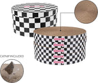 CSR1012I Kate 12 Inch Cardboard Cat Scratcher Pads with Box & Catnip, Reversible Heavy-Duty Scratch Boards for Cats, Furniture Protection, Modern Checker Pattern, Black/White, 5-Pack
