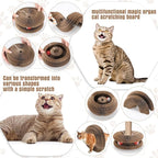 Soulchen 4 Pcs Magic Organ Cat Scratching Board, Combinable Cats Toy for Adult Pets, Interactive Cardboard Kitten Scratcher with Bell Ball, Durable Foldable Accordion Scratch Pad (Cat Paw)