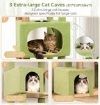 Globlazer Extra Large Catus Cat Tree Tower for Indoor Cats Large Adult, 80in Tall Heavy Duty Cat Tree with 3 Spacious Cat Condos, Oversized Fan-Shaped Perch, 6 Sisal Scratching Posts, S80, Green