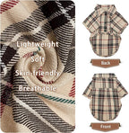PUPTECK Plaid Dog Shirt, Cute Puppy Cat Polo T-Shirt, Soft Pet Clothes Outfit for Small Medium Dogs, Costume M