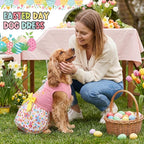 Abbylike 3 Pcs Seasonal Dog Outfits Easter Summer 4th of July Pet Costume Cotton Holiday Puppy Dress Lightweight Pet Apparel with Bowknot for Large Medium Dog Clothing, Medium