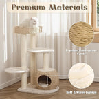 KAMABOKO Modern Cat Tree, 39" Tall Cat Trees for Indoor Cats, Cat Condo Natural Sisal with Scratching Posts, Hand-Woven Tower & Top Perch, Cat-Tree for Kittens Climb Play & Rest Black