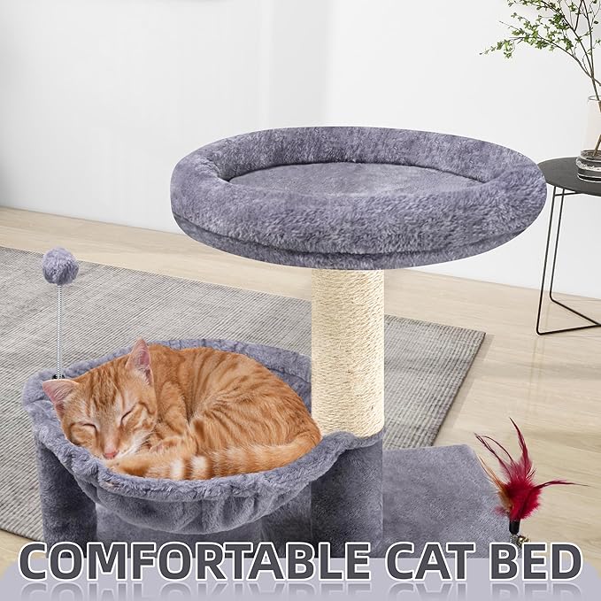TWDEPART 42.5'' Cat Tree for Indor Cats, Multifunctional Cat Tower with Cozy Condo, Perches, Scratching Posts and Hammock, Grey…