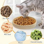 BNOSDM Silicone Dog Food Plate Shallow Dog Bowl Flat Cat Dish 1 Pack Small Puppy Plates for Small Dogs and Cats Whisker Fatigue Pet Feeding Bowls for Dry and Wet Food (Beige)