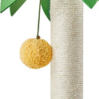 Yaheetech Cat Tree for Indoor Cats, 37in Coconut Palm Cat Tree with Green Leaves, Cat Scratching Post Cat Tower with Large Condo, Play House Activity Center with Bending Perch, Green/Yellow